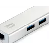 LevelOne Gigabit USB -verkkosovitin, USB-keskitin, langallinen, USB, Ethernet, 1000 Mbit/s, hopea, valkoinen