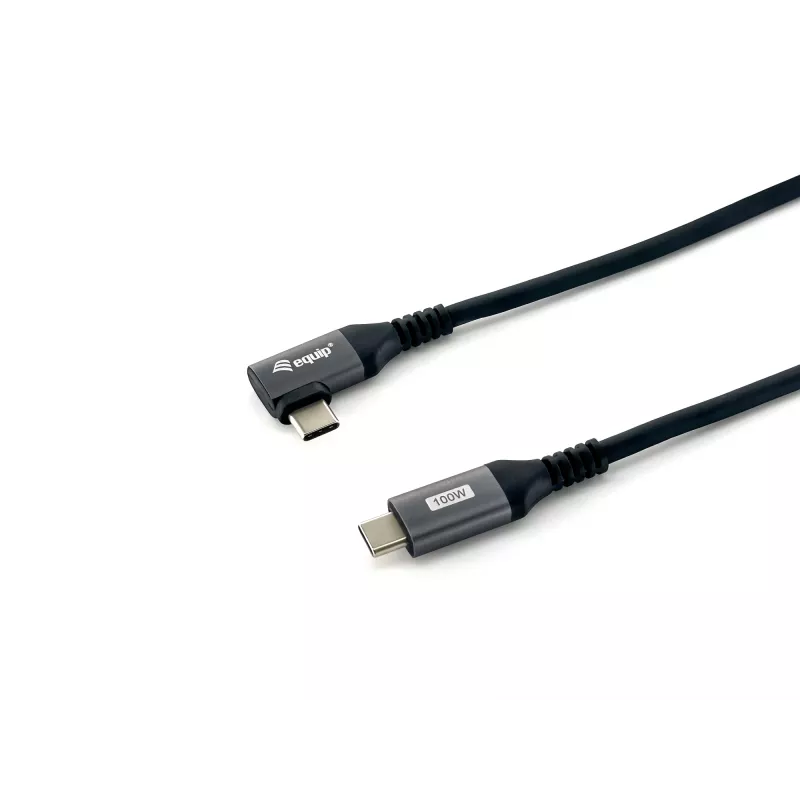 Equip USB 2.0 C–C 90° kulmakaapeli, M/M, 2,0 m, 100 W Emark-piirisarjalla
