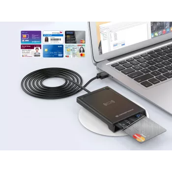 Conceptronic BIAN11B kaksoisliitäntäinen älykortinlukija, USB 2.0, Near Field Communication (NFC), 1 m, musta, 100 g