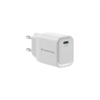 CONCEPTRONIC ALTHEA19W45 1-porttinen 45W GaN USB-C PD -laturi PPS-tuella, PD 3.0, 100–240V, valkoinen