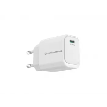 CONCEPTRONIC ALTHEA19W45 1-porttinen 45W GaN USB-C PD -laturi PPS-tuella, PD 3.0, 100–240V, valkoinen