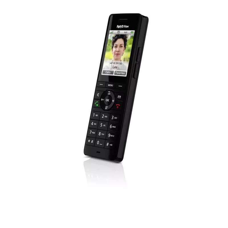 DECT-langaton puhelin AVM FRITZ! X6 musta — kaiutinpuhelin, vastaaja, numeronäyttö, 100 merkinnän puhelinluettelo