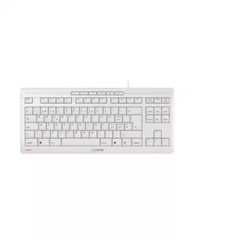 Cherry STREAM TKL johdollinen USB-näppäimistö QWERTZ sveitsiläinen asettelu valkoinen, saksinostin-kytkimet, 94 näppäintä, 1,8 m kaapeli