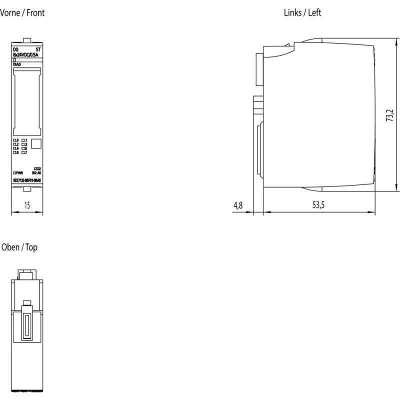 Siemens SIMATIC ET 200SP digitaalinen lähtömoduuli, 8 TO, 6ES7132-6BF01-0BA0