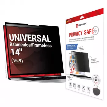 Displex PRIVACY SAFE irrotettava 2-suuntainen katsekulmasuoja kannettavalle/notebookille (reunaton/frameless) 14