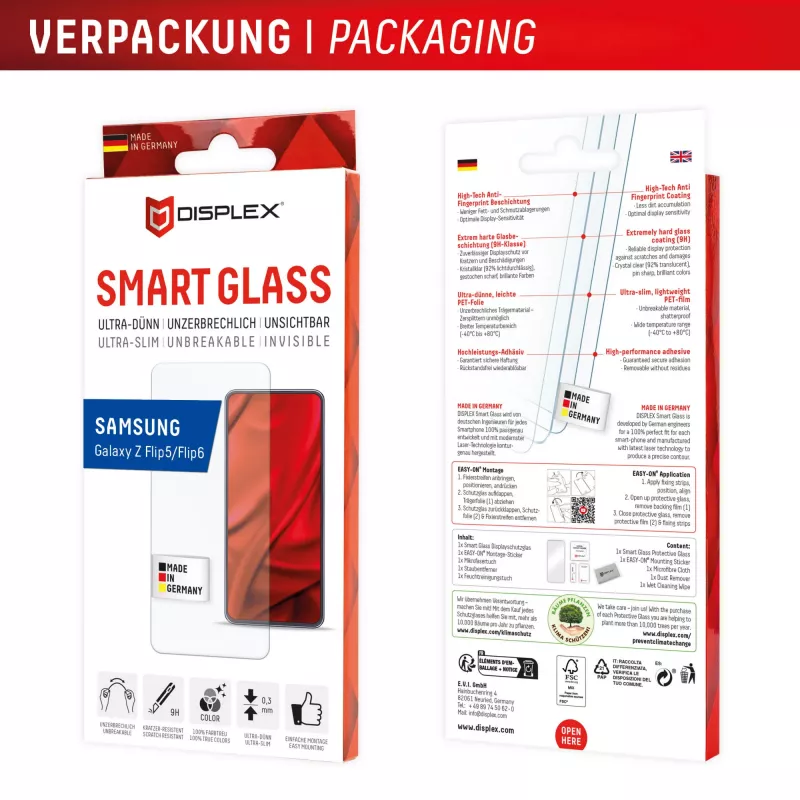 Displex Smart Glass näytönsuoja Samsung Galaxy Z Flip5/Z Flip6 -puhelimille (02024)