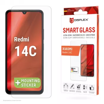 Displex Smart Glass (9H) Xiaomi Redmi 14C -puhelimeen, asennustarrat, särkymätön