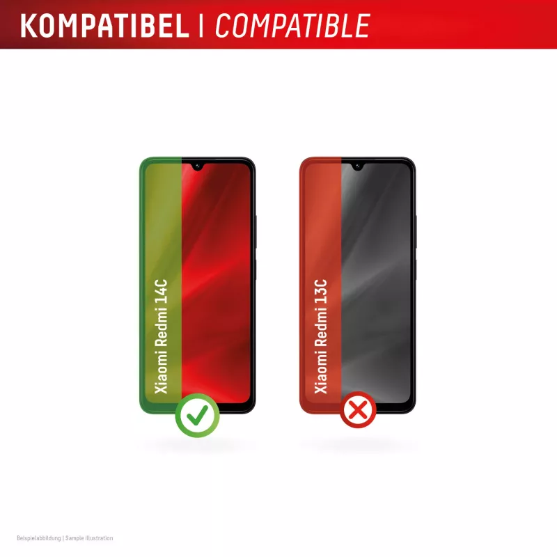 Displex Smart Glass (9H) Xiaomi Redmi 14C -puhelimeen, asennustarrat, särkymätön