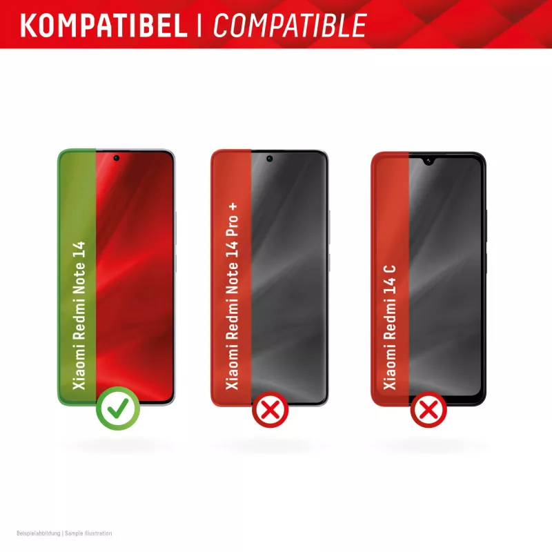 Displex Smart Glass (9H) Xiaomi Redmi Note 14 -puhelimeen, asennustarrat, särkymätön