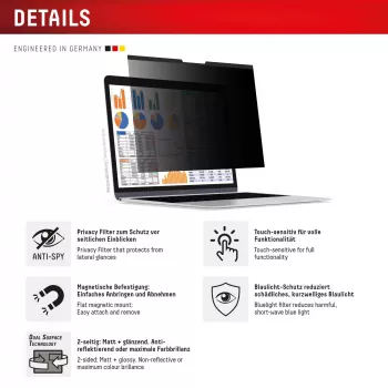 Displex PRIVACY SAFE magneettinen 2-suuntainen katsekulmasuoja Surface Laptop Studio 2 14,4 tuumaa
