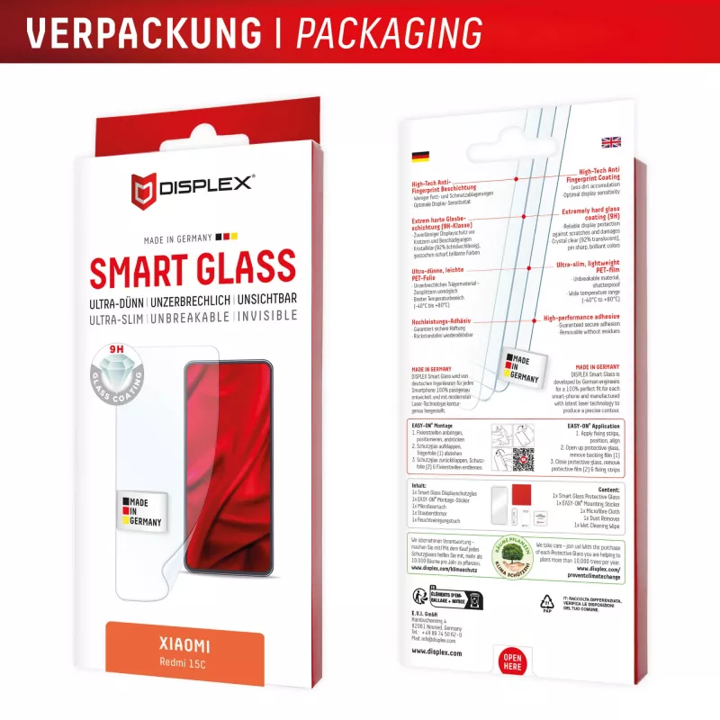 e.v.i. DISPLEX Smart Glass Xiaomi Redmi 15C -puhelimeen — panssarilasi, malli 02198