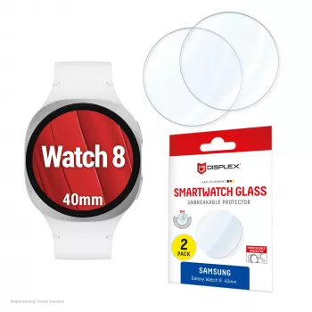 e.v.i. Displex 9H -lasinäytönsuojakalvo Galaxy Watch 8 40 mm:lle, 2 kpl:n pakkaus, ultrahutut, reunaton, sormenjälkiä hylkivä