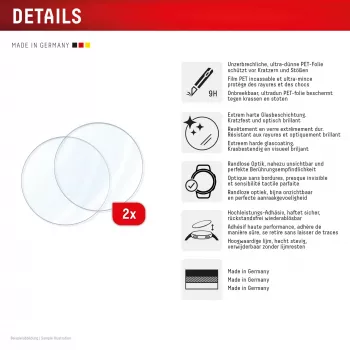 e.v.i. Displex 9H -lasinäytönsuojakalvo Galaxy Watch 8 40 mm:lle, 2 kpl:n pakkaus, ultrahutut, reunaton, sormenjälkiä hylkivä