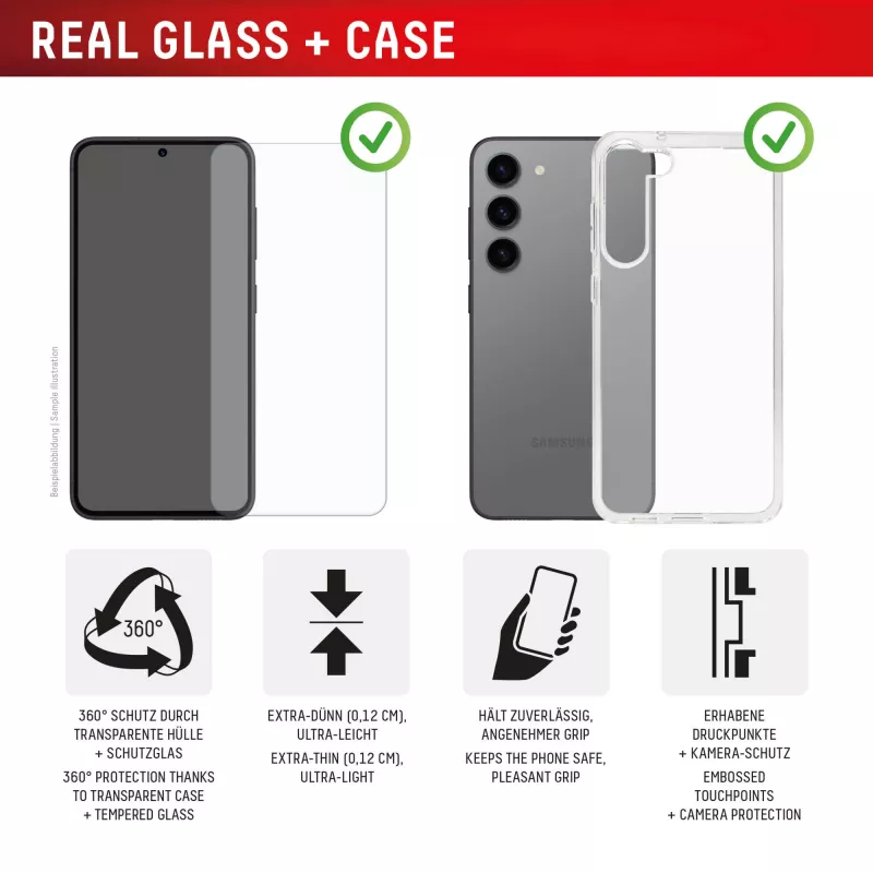 Displex-näytönsuojakalvo + kotelo Samsung S26+:lle, naarmuuntumaton