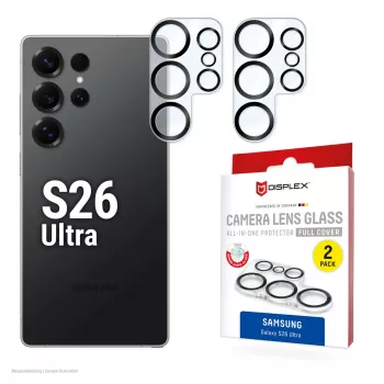 e.v.i. täysin peittävä kameran linssilasi Galaxy S26 Ultra:lle, karkaistu lasi 10H, pölyä/iskua/naarmuja kestävä, pika-asennus, 2 kpl:n pakkaus