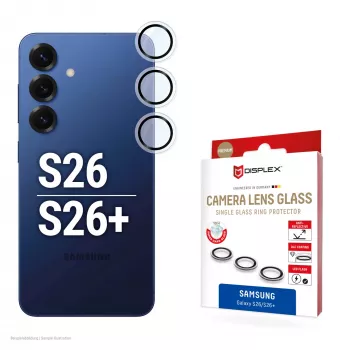 e.v.i. kameran objektiivin lasisuoja Samsung Galaxy S26 / S26+:lle, karkaistu 10H, DLC, yksittäinen rengas, pika-asennus, läpinäkyvä
