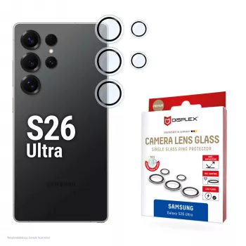 e.v.i. kameran objektiivin suojalasi S26 Ultra -lasi (Galaxy S26 Ultra:lle), karkaistu hiili, 10H, DLC, Quick Mount, yksittäinen rengas, läpinäkyvä