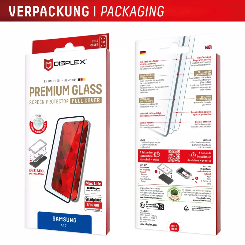 Displex Premium -näytönsuojakalvo (täysi peitto, 10H) Samsung A57:lle, täysi peitto