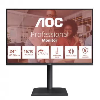 AOC E4 X24E4U -tietokonenäyttö, 61 cm (24 tuumaa), 1920 x 1200 pikseliä, Full HD, LED, musta
