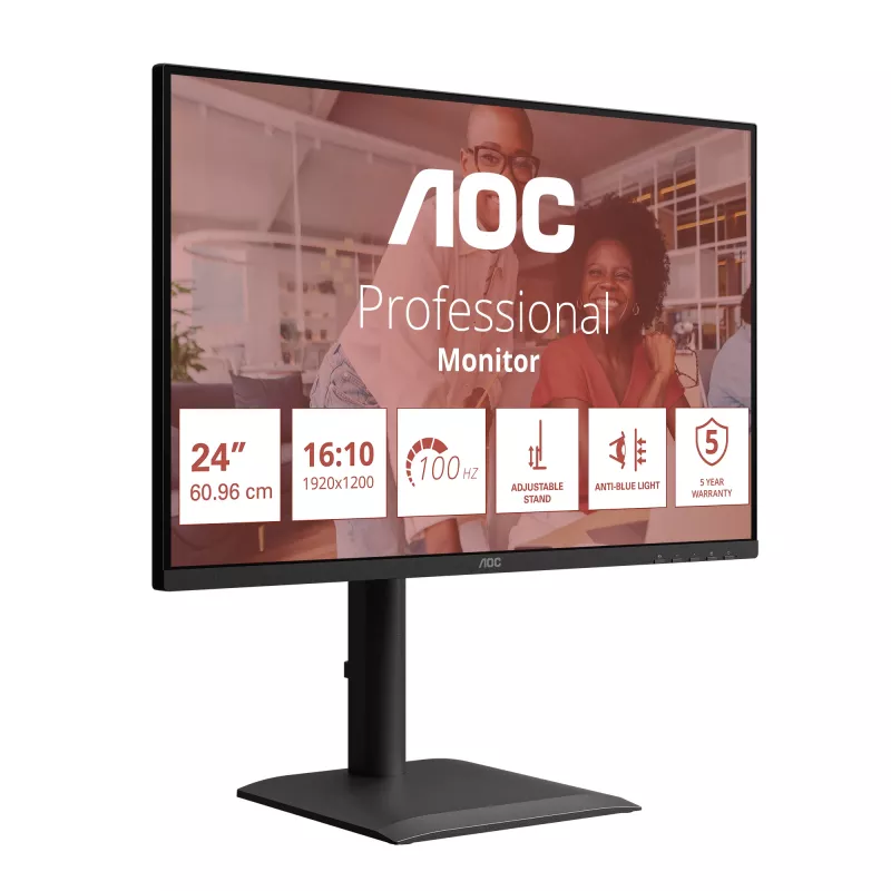 AOC E4 X24E4U -tietokonenäyttö, 61 cm (24 tuumaa), 1920 x 1200 pikseliä, Full HD, LED, musta