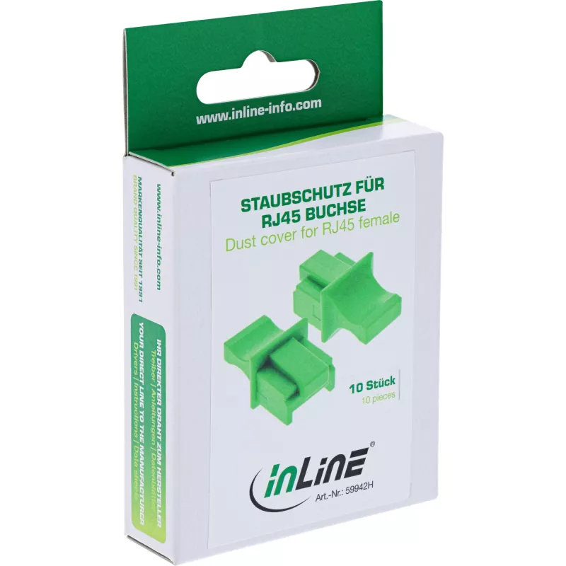 InLine pölysuojus RJ45-liittimelle, vihreä, 10 kpl