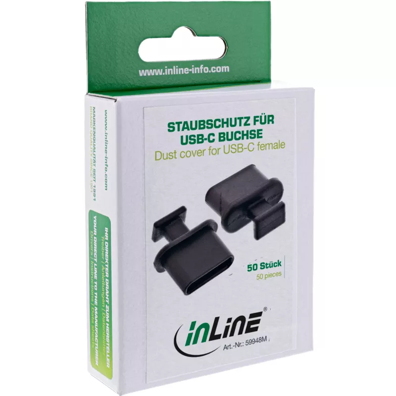 Pölynsuojatulppa USB-C-liittimelle InLine 59948M musta 50 kpl