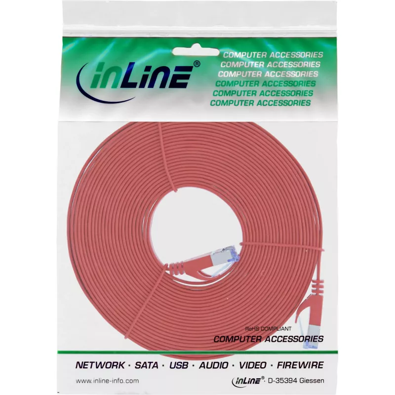 InLine lattapatchkaapeli, U/FTP, Cat.6A, punainen, 5 m