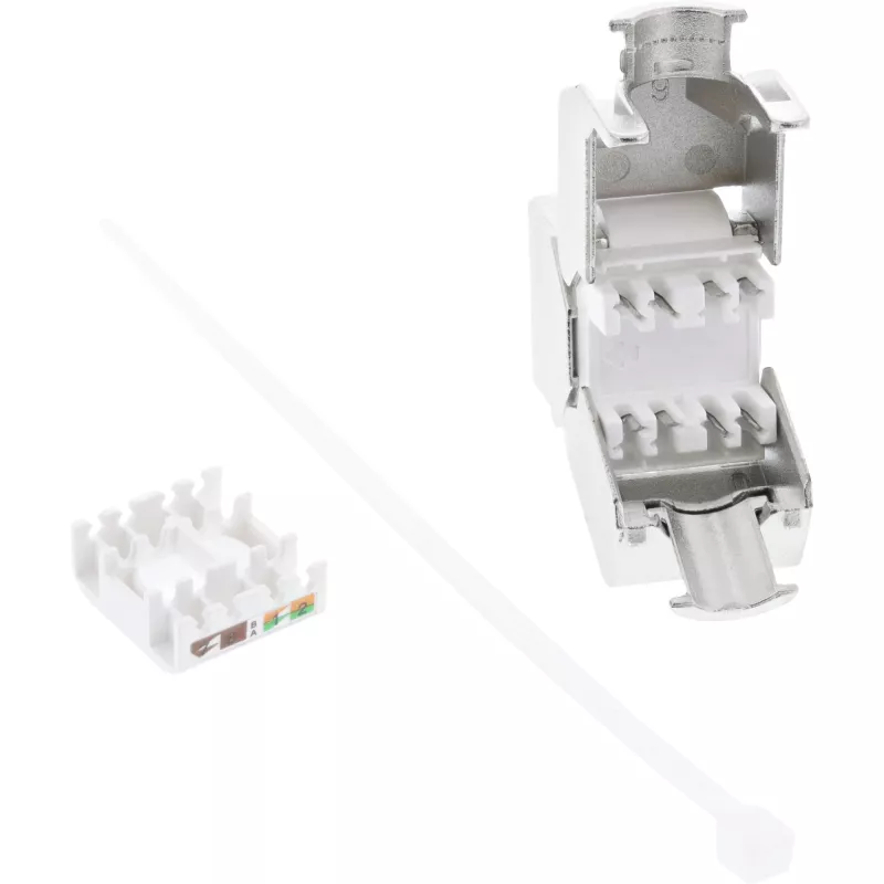 InLine RJ45 Keystone Jack Snap-In -moduuli Cat.6a, pölynsuojakannella punainen