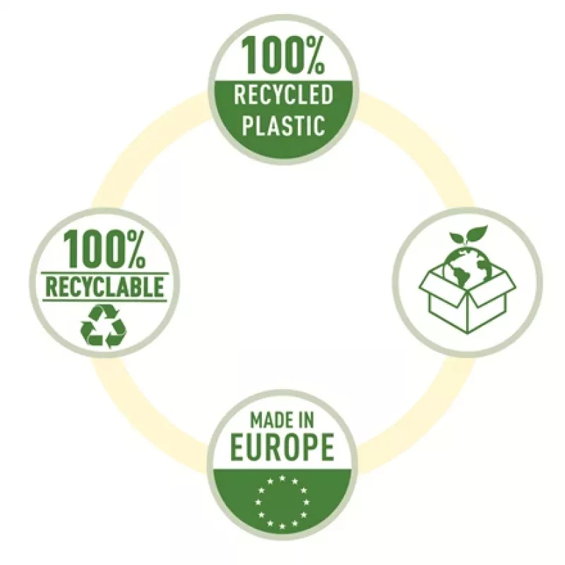 Esselte Recycle Pocket A5, 150 x 210 mm (A5), läpinäkyvä, polypropeeni (PP), vaaka-/pystyasento, yläpuoli, 0,07 mm