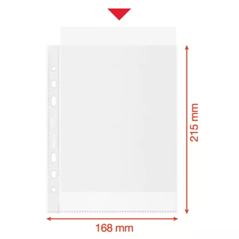Esselte Recycle Pocket A5, 150 x 210 mm (A5), läpinäkyvä, polypropeeni (PP), vaaka-/pystyasento, yläpuoli, 0,07 mm
