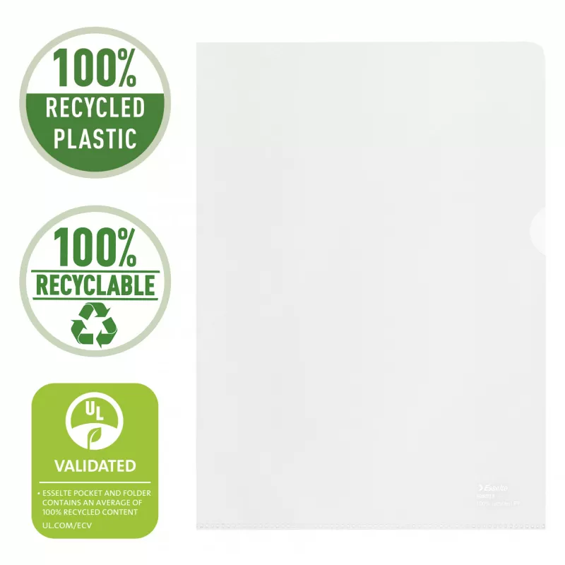 Esselte Recycle Folder A4, projektikansio, A4, polypropeeni (PP), läpinäkyvä, pystyasento, 220 mm