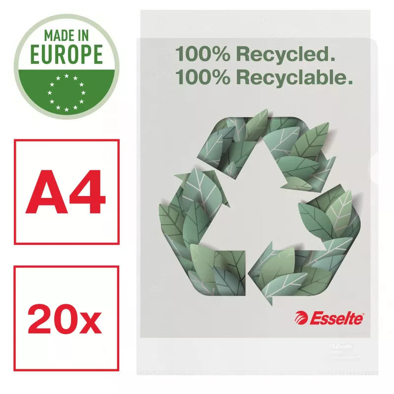 Esselte Recycle Folder A4, projektikansio, A4, polypropeeni (PP), läpinäkyvä, pystyasento, 220 mm