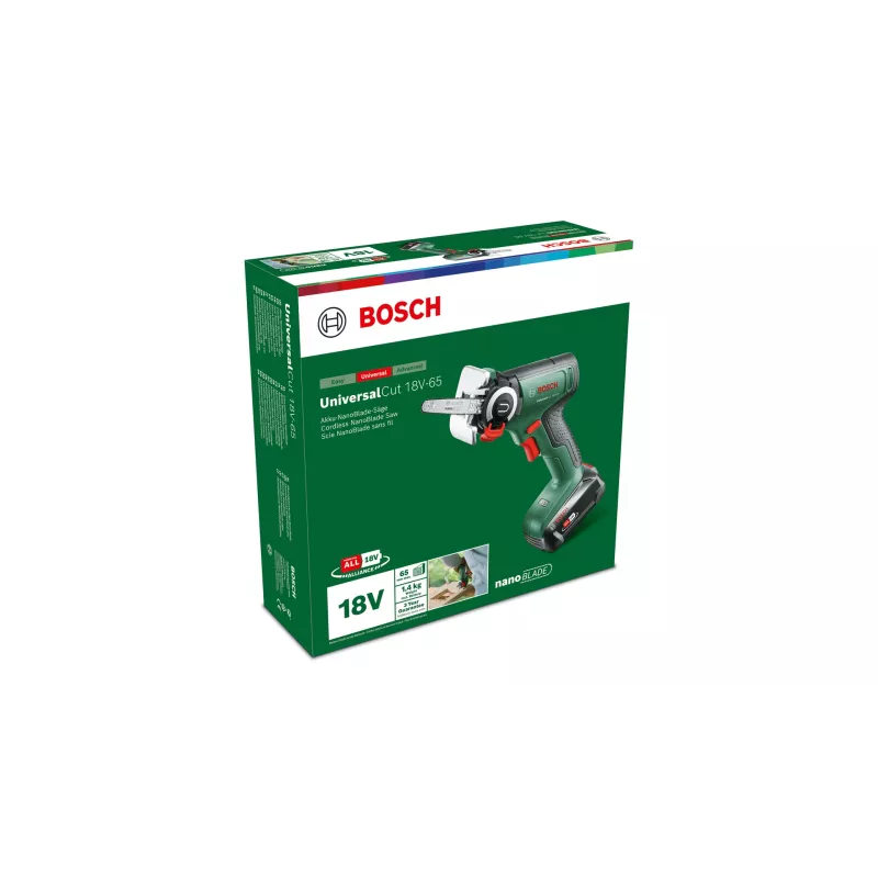 Bosch UniversalCut 18V-65 akkukäyttöinen puutarhasaha, sis. akun ja laturin, 06033D5202