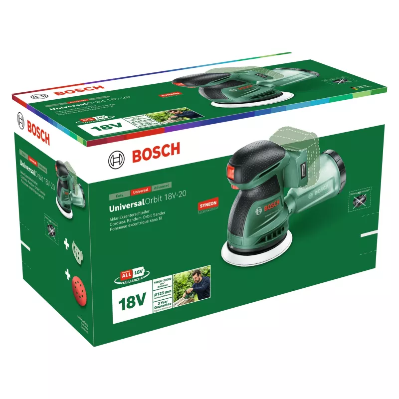 Bosch UniversalOrbit 18V-20 (BareTool), epäkeskohiomakone, orbital, vihreä, Saksa, akku, 18 V