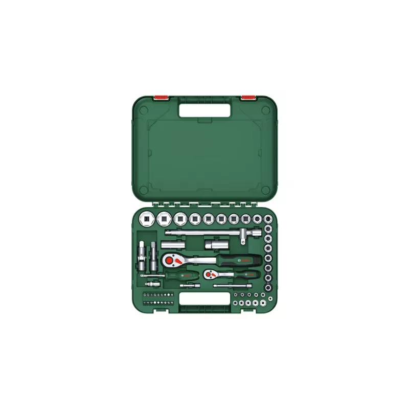 Bosch 1600A02Z9G 1/2 + 1/4 räikkä- ja hylsysarja, 56 kpl, vihreä