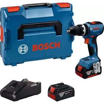 Bosch GSB 18V-65 Professional akkukäyttöinen iskuporakone-ruuvinväännin, 18 V, 2x 5.0 Ah, L-BOXX (06019N3303)