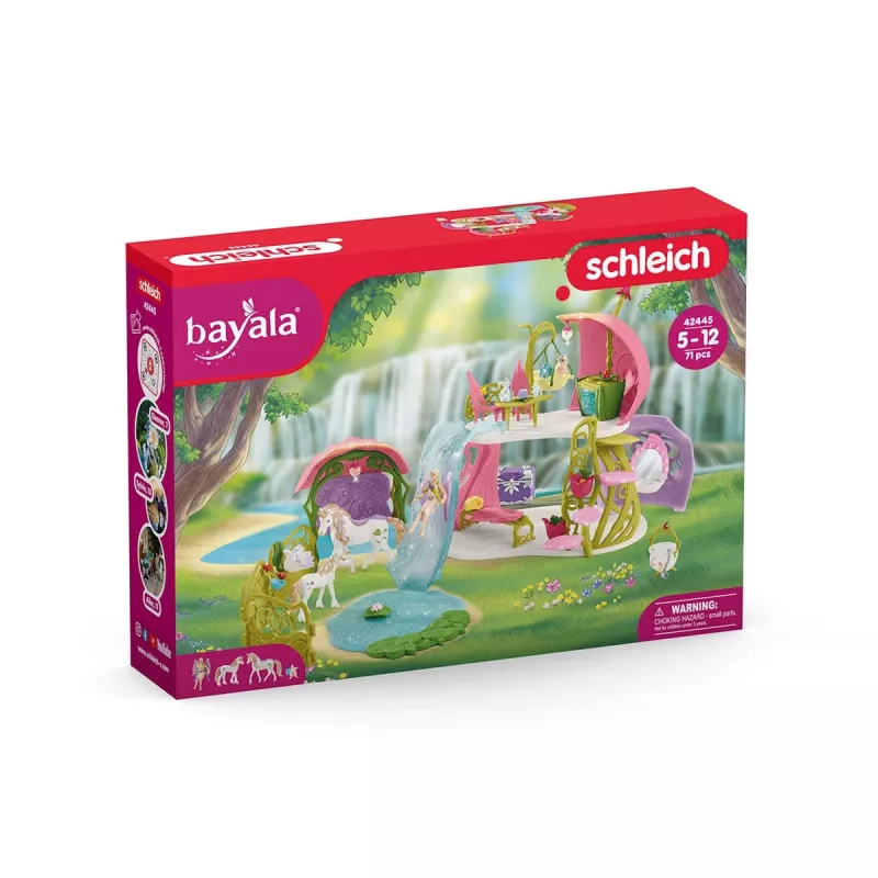 schleich BAYALA kimaltava kukkatalo ja yksisarviset, järvi ja talli