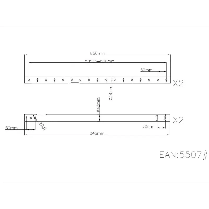 Multibrackets M jatkoputki kattokiinnike musta 3000mm