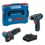 Bosch GSR 12V-15 + GWS 12V-76 + 2 akkua 2 Ah + GAL 12V-40 (L) Professional akkutyökalusarja