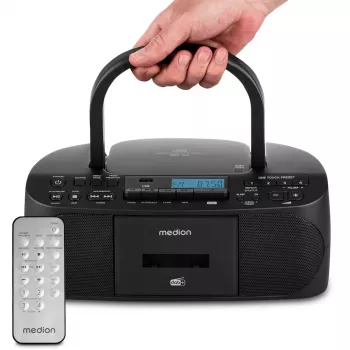 Henkilökohtainen radio MEDION 50079328 — DAB+/UKW/PLL-viritin, 6W RMS, LCD, Bluetooth 10m, 3,5 mm liitäntä