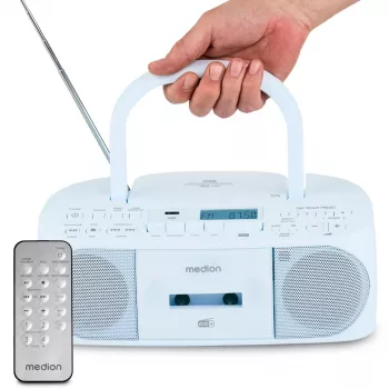 Henkilökohtainen radio MEDION 50079332 — DAB+/FM digitaaliviritin, 6 W RMS, LCD-näyttö, Bluetooth 10 m, 3,5 mm kuulokeliitäntä