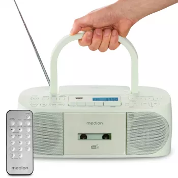 MEDION 50079334 henkilökohtainen DAB+ FM PLL-radio, LCD-näyttö, Bluetooth 10 m, 6 W RMS, 3,5 mm