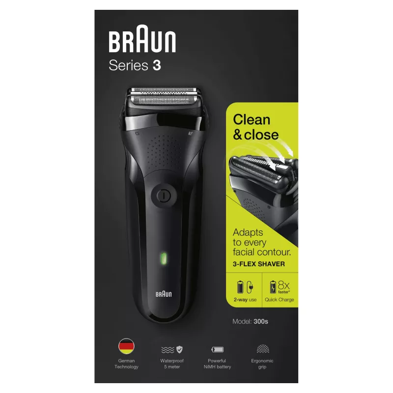 Braun Series 3 300s kalvosarjan partakone trimmeri musta