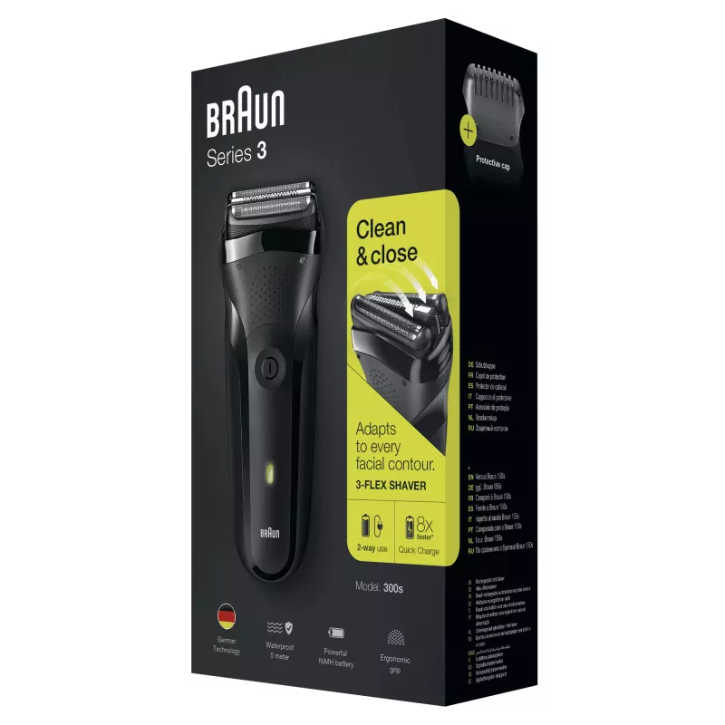 Braun Series 3 300s kalvosarjan partakone trimmeri musta