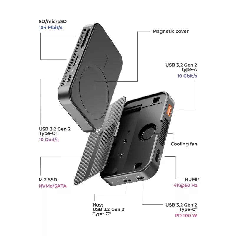 ICY BOX IB-DK4071M-CU31 USB 3.2 Gen 2 (3.1 Gen 1) Type-C musta