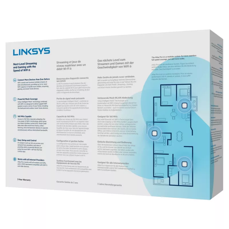 Linksys AX5400 Whole Home Mesh WiFi 6 Dual-Band -järjestelmä, 2 kpl:n pakkaus