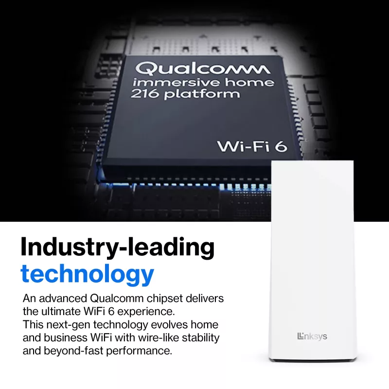 Linksys AX5400 Whole Home Mesh WiFi 6 Dual-Band -järjestelmä, 2 kpl:n pakkaus