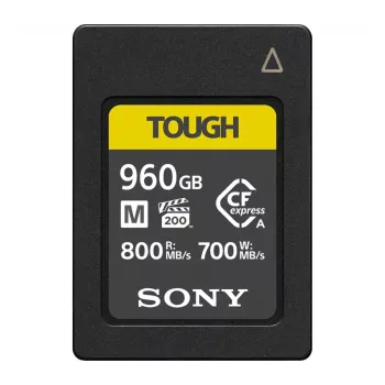 CFexpress Type A -muistikortti Sony CEA-M960T — 960 GB, luku 800 MB/s, kirjoitus 700 MB/s, pölyn-/iskun-/kosteudenkestävä
