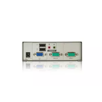 ATEN 2-porttinen USB VGA KVM äänellä (KVM-kaapeli sisältyy), 2048 x 1536 pikseliä, QXGA, 0,142 W, harmaa