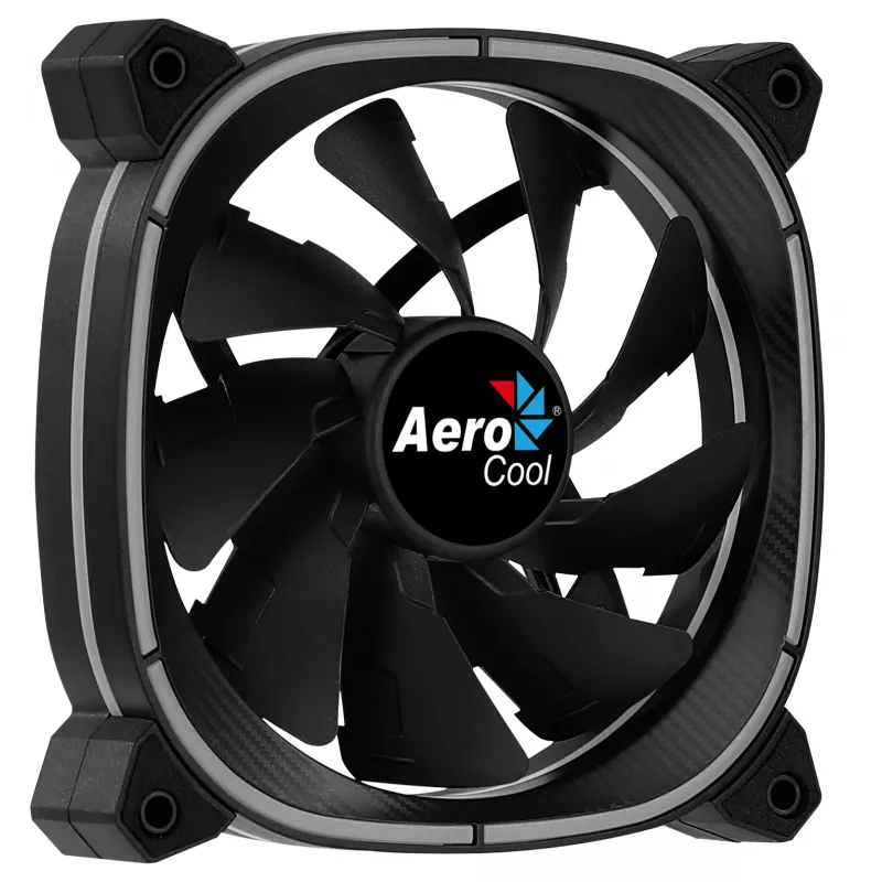 Aerocool ASTRO12 PC-tuuletin 12cm LED RGB tärinänvaimennus 6 Pins musta